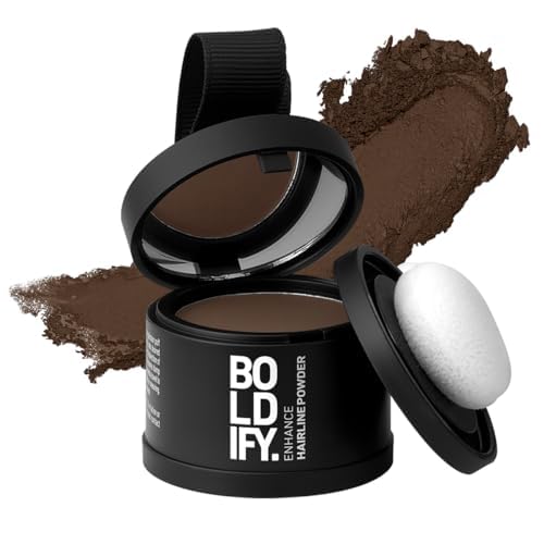 BOLDIFY Hairline Powder – Root Touch Up Hair Color for Gray Coverage – Bald Spot Concealing Hair Powder for Women & Men – 48-Hour Stain-Proof – Medium Brown, $17.95