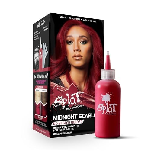 Splat Midnight Scarlet Semi Permanent Hair Dye Kit, 1 Application, Includes Deep Reconstructor Conditioner, Lasts 30 Washes, No Bleach Required, Vegan & Cruelty Free Hair Color, $12.99