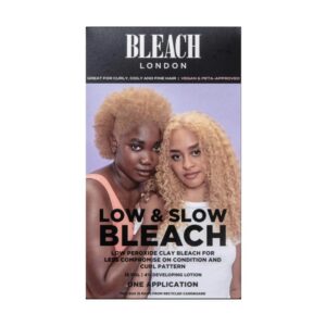Bleach London Low and Slow Bleach Kit - Gentle Lightening for Curly, Coily and Fine Hair - Lifts Up to 6 Levels - Includes Bond Restoring Mask - Suitable for All Hair Types - (Complete Kit), $15.00
