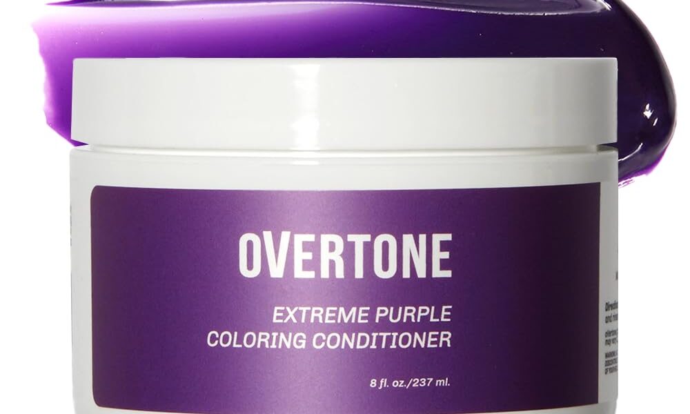 oVertone Haircare Color Depositing Conditioner – 8 oz Semi Permanent Hair Color with Shea Butter & Coconut Oil – Temporary Hair Color Dye – Vegan, Cruelty-Free – Extreme Purple, $32.00