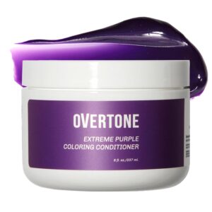 oVertone Haircare Color Depositing Conditioner - 8 oz Semi Permanent Hair Color with Shea Butter & Coconut Oil - Temporary Hair Color Dye - Vegan, Cruelty-Free - Extreme Purple, $32.00