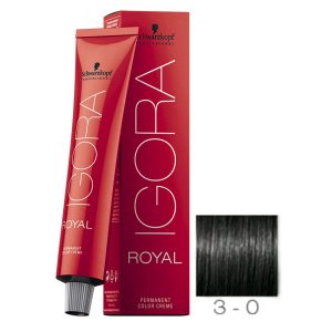 Schwarzkopf Professional Igora Royal Permanent Color Creme, 3-0, Dark Brown, 60 Gram, $13.88