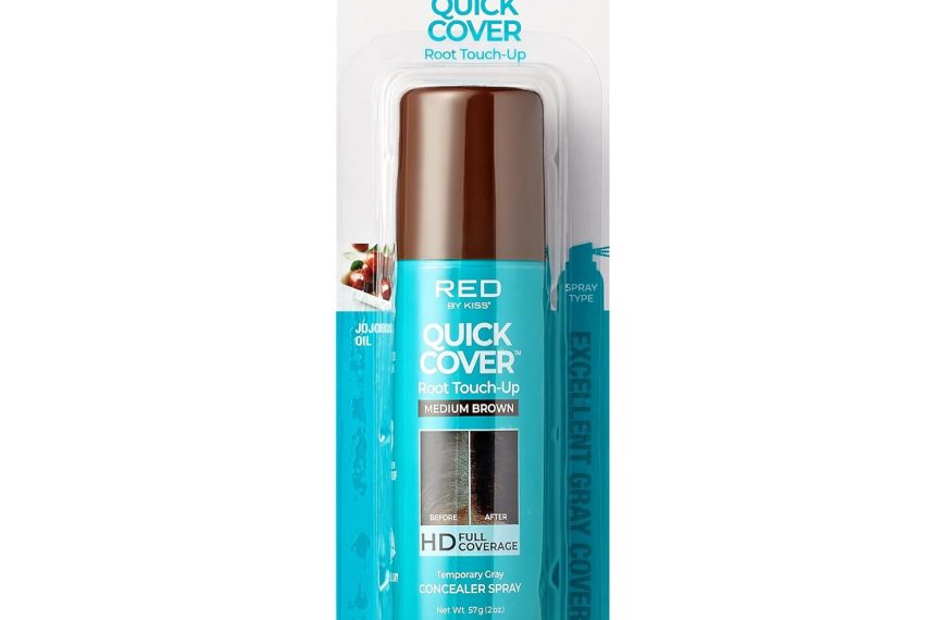 Red by Kiss Quick Cover Root Touch-Up Spray, Waterproof & Smudge-Proof Gray Coverage, Quick-Dry Formula with Jojoba Oil, Lightweight & Travel-Friendly (Medium Brown, 2oz), $6.99