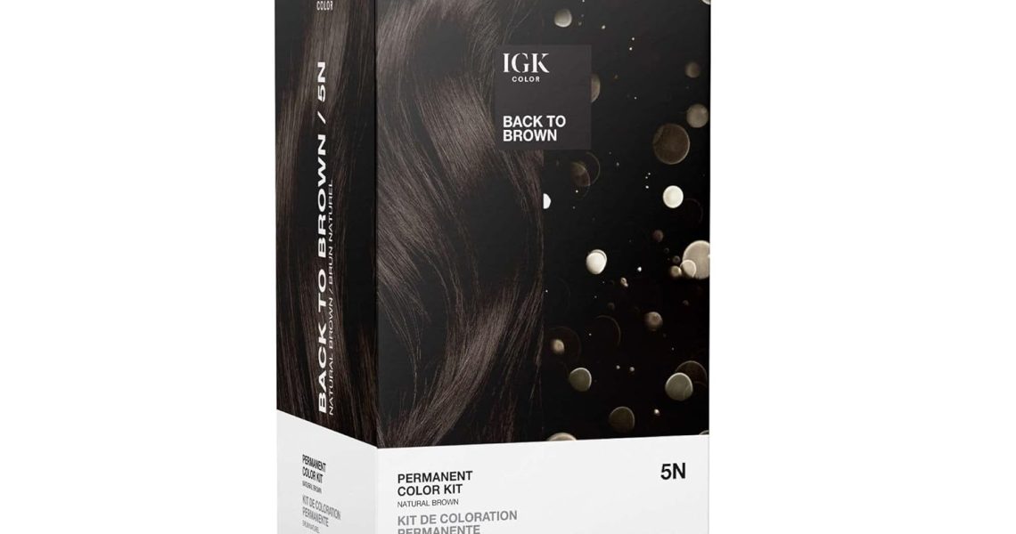 IGK Permanent Hair Color Kit | 5N Back To Brown – Natural Brown | 100% Gray Color Coverage + Strengthen + Shine | Ammonia Free, $28.00