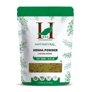 H&C 100% Natural and Pure Henna Powder/Lawsonia Inermis 227 gms (1/2 LB) for Hair, $8.00