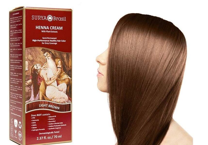 Surya Brasil Light Brown Natural Henna Cream Hair Color Treatment for Gray Hair Coverage, Deep Conditioning Semi Permanent Hair Dye, 2.37 oz / 70 ml, $17.46