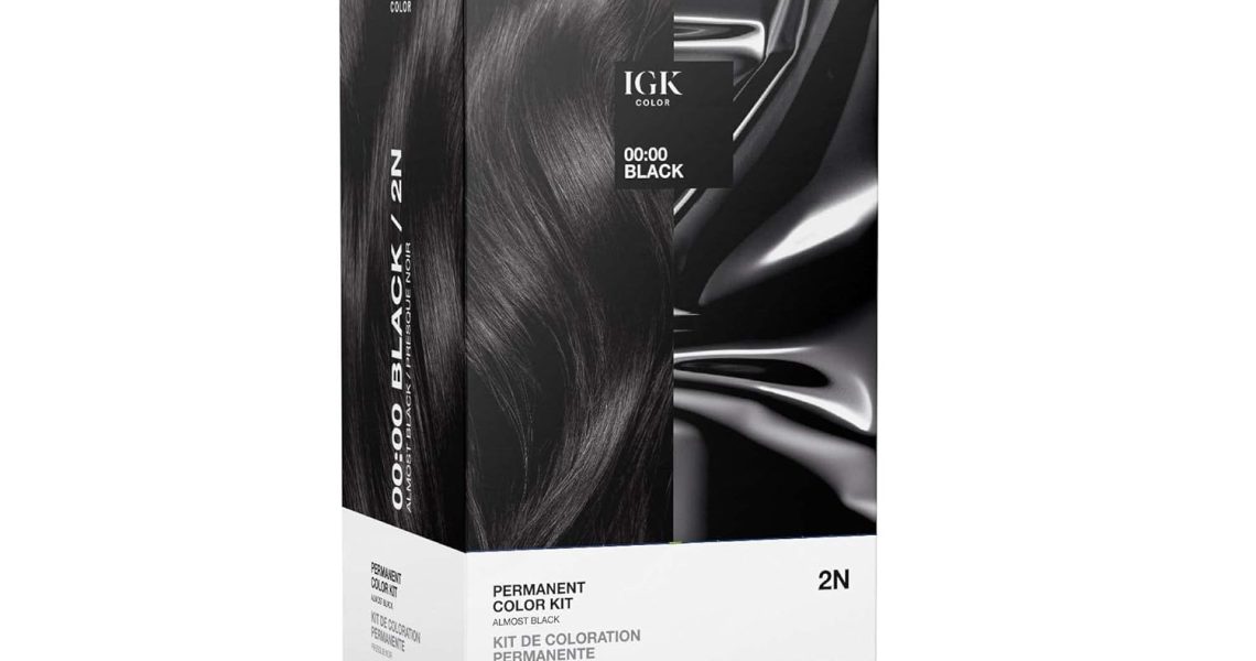 IGK Permanent Hair Color Kit | 2N 00:00 – Black | 100% Gray Color Coverage | Ammonia Free, $28.00