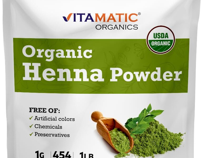 Vitamatic Certified USDA Organic Henna Powder 1 Pound (16 Ounce), $12.99