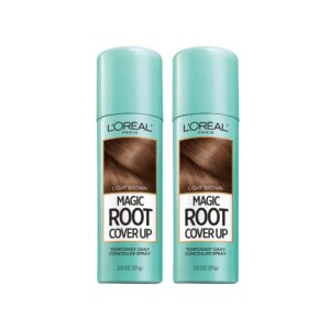 L'Oreal Paris Hair Color Root Cover Up Temporary Gray Concealer Spray Light Brown (Pack of 2) (Packaging May Vary), $21.94