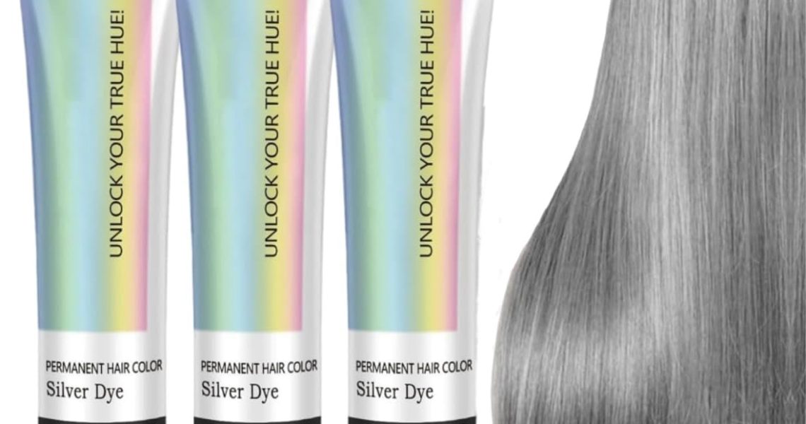 2-in-1 Natural Essence Extract Silver Hair Dye, Silver Gray Natural Hair Dye Cream, Silver Metallic Hair Dye, Fashion Silver Gray Hair Dye Permanent, for Daily & Cosplayer & Party, $20.99