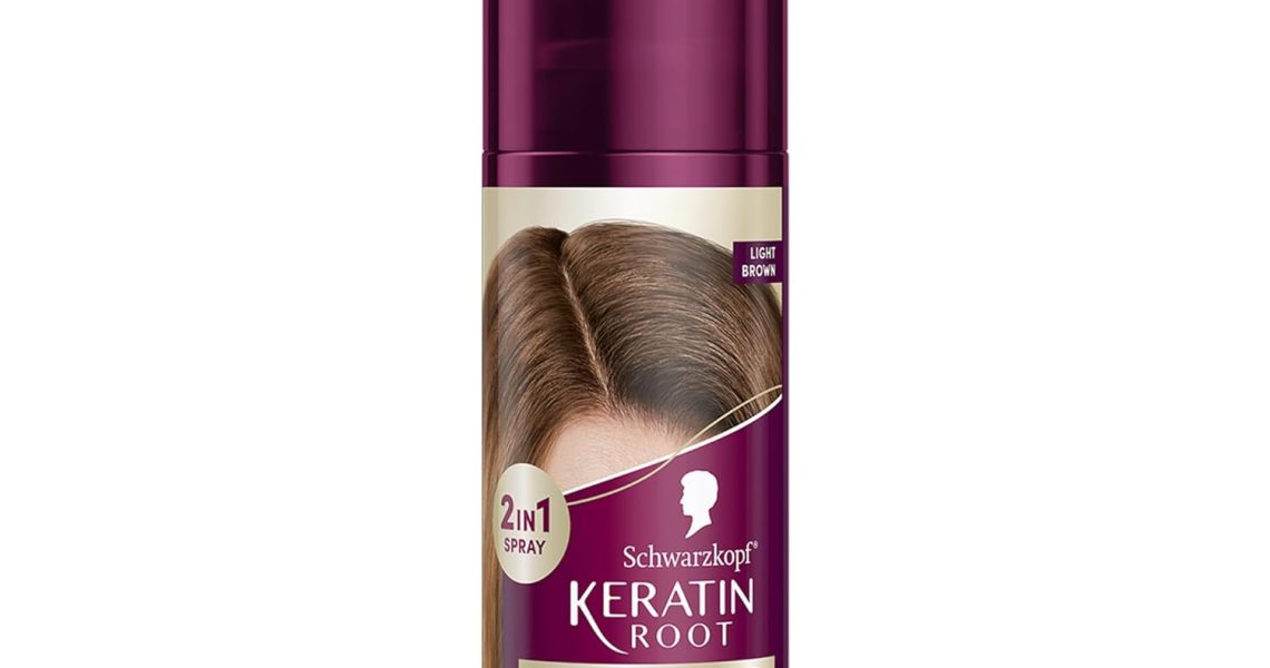 Schwarzkopf Keratin Color Root Temporary Hair Color Spray, Light Brown – Salon Inspired Temporary Hair Dye, for up 100% Gray Coverage and Thicker Looking Roots, Ammonia free, $11.97
