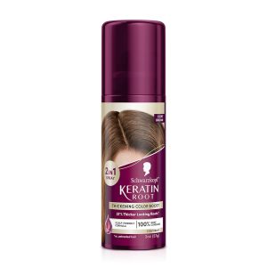 Schwarzkopf Keratin Color Root Temporary Hair Color Spray, Light Brown - Salon Inspired Temporary Hair Dye, for up 100% Gray Coverage and Thicker Looking Roots, Ammonia free, $11.97