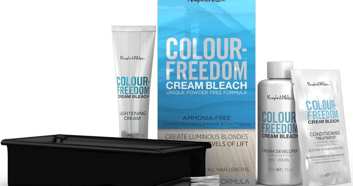 Knight & Wilson Color-Freedom Cream Hair Bleach Kit. Ammonia-Free Formula Lifts up to 8 Shades. Protects & Repairs While Lightening. Complete Hair Bleaching kit with Tint Bowl, Brush, Gloves & Cap, $11.99