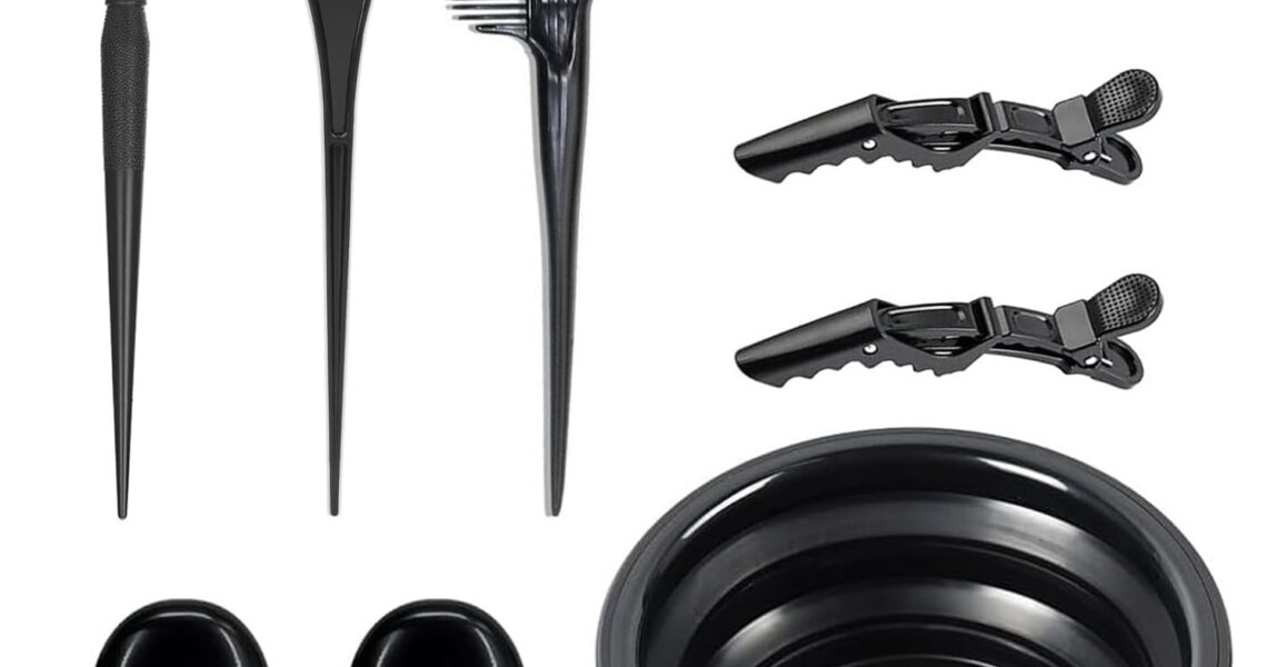 10 Pcs Professional Hair Bleach Kit Hair Coloring Products for DIY Mixing, Includes Hair Dye Brush, Hair Color Bowl, Hair Clip, Ear Muffs for Hair Dye Hair Color at Home, Salon Hair Highlighting, $4.99