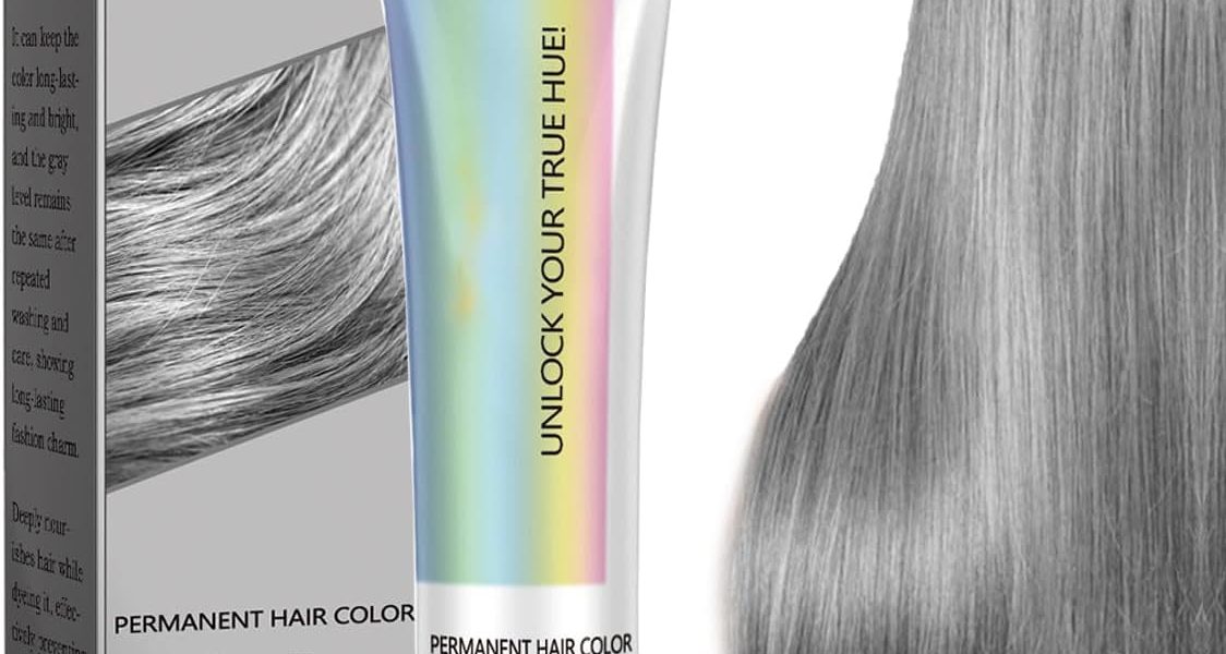 2-in-1 Natural Essence Extract Silver Hair Dye, Silver Gray Natural Hair Dye Cream, Silver Metallic Hair Dye, Fashion Silver Gray Hair Dye Permanent, for Daily & Cosplayer & Party, $9.99
