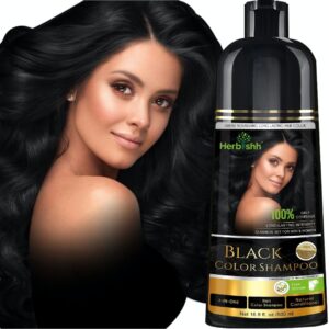 Herbishh Hair Color Shampoo for Gray Hair  Magic Hair Dye Shampoo  Colors Hair in MinutesLong Lasting500 Ml3-In-1 Hair ColorAmmonia-Free (Black), $32.99