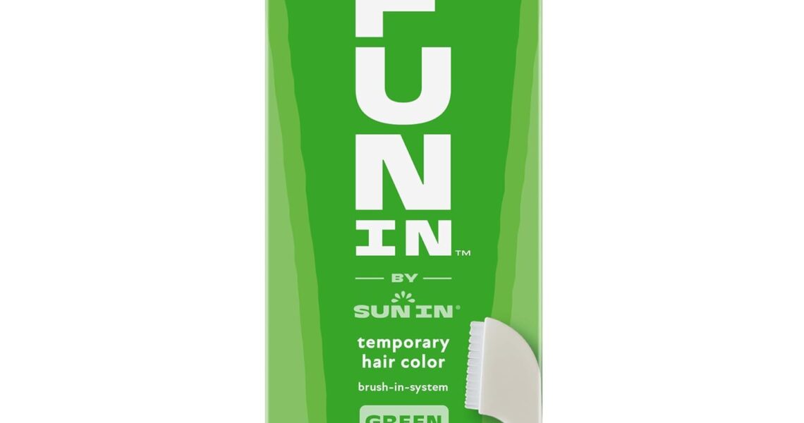 Fun In by Sun In Temporary Hair Color, Green – Easy Brush Applicator, Washes Out in One Shampoo, Gluten-Free, Paraben-Free, Alcohol-Free, Cruelty-Free,