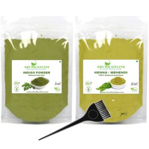 Indigo Powder Organic and Black Henna Powder for Hair Combo (7oz - 3.5oz each) - Henna Indigo For Hair Dye - Natural Black Hair Color (200g), $6.89