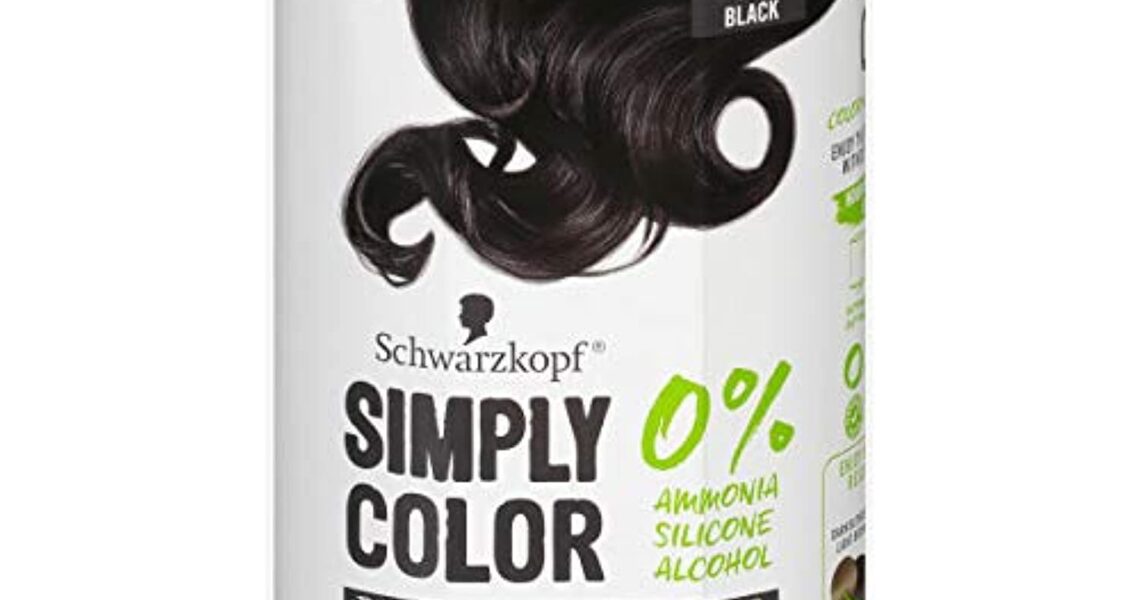 Schwarzkopf Simply Color Hair Color 1.0 Jet Black, 1 Application – Permanent Hair Dye for Healthy Looking Hair without Ammonia or Silicone, Dermatologist Tested, No PPD & PTD, $12.59