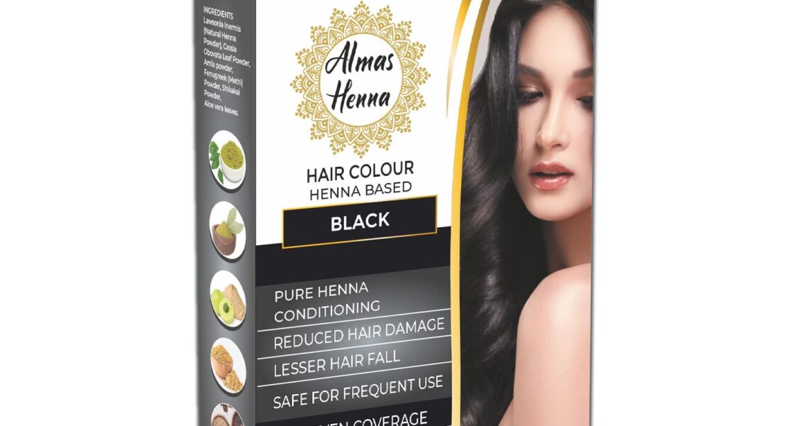 Almas Henna 80 GRAM Hair Color, 100% Organic Henna Powder Infused with Goodness of Herbs, Natural Henna Hair Dye For Soft Shiny Hair, Black, 2.82 OUNCE, $8.99