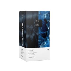 IGK Permanent Hair Color Kit | 1B Moon Dance - Darkest Blue Black |100% Gray Color Coverage + Strengthen + Shine | Ammonia Free, $28.00