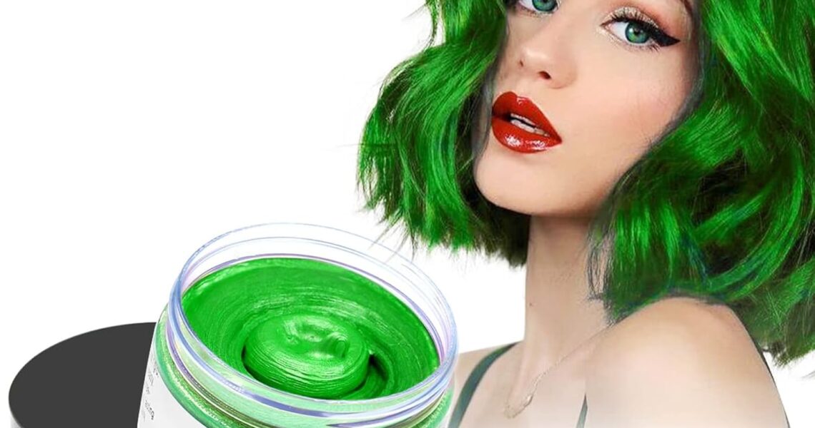 Green Hair Wax Color, SOVONCARE Temporary Hair Dye Wax Natural Instant Hairstyle Cream for Women & Men Party, Cosplay, Halloween 4.23 oz (Green), $9.98