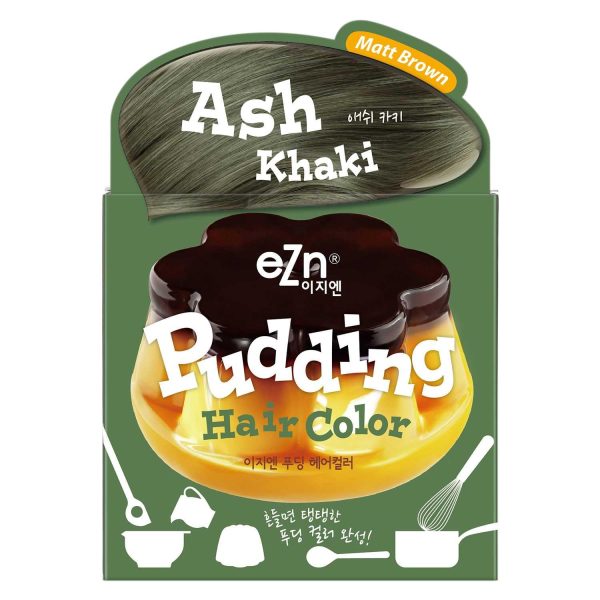 eZn Pudding Hair Dye Ammonia Free Semi-Permanent Self Hair Dye DIY Kit included contain Keratin Made in Korea Beauty (Ash Khaki), $16.99