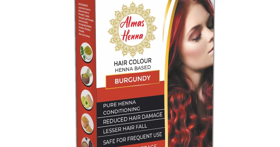 Almas Henna 80 GRAM Hair Color, Burgundy, 100% Organic Henna Powder Infused with Goodness of Herbs, Natural Henna Hair Color For Soft Shiny Hair, 2.82 OUNCE, $7.99