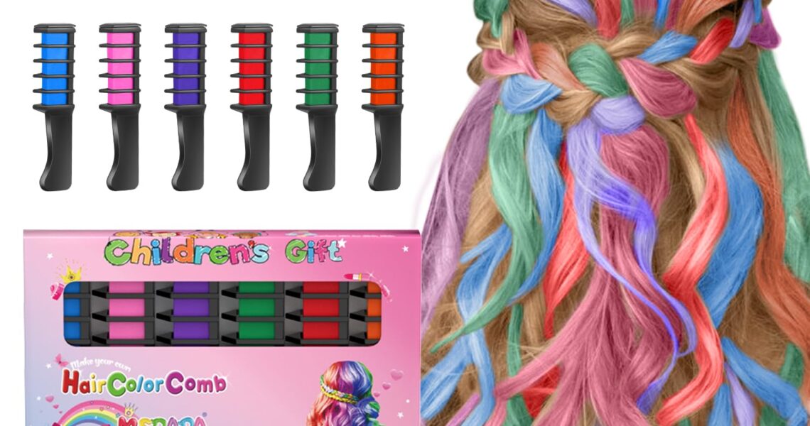 New Hair Chalk Comb Temporary Hair Color Dye for Girls Kids, Washable Hair Chalk for Girls Age 4 5 6 7 8 9 10-12 Birthday Christmas New Year Cosplay Hair DIY Party, $9.98