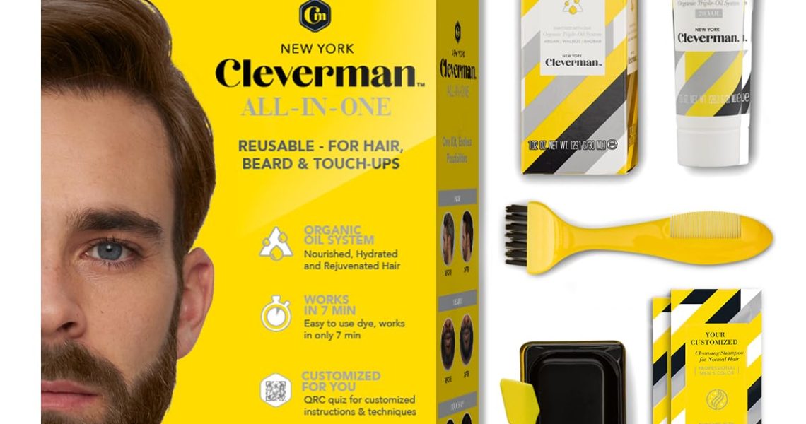 Cleverman Dark Blond Hair & Beard Dye for Men, All-in-One Reusable Kit – Mens Color For Natural-Looking Gray Coverage, Professional-Quality and Ammonia-Free for Hair, Beard & Gray Mustache, $29.95