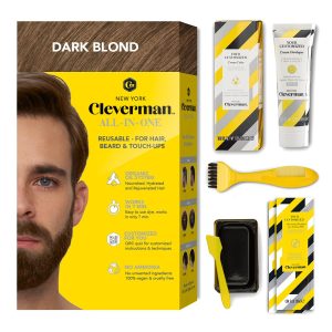 Cleverman Dark Blond Hair & Beard Dye for Men, All-in-One Reusable Kit - Mens Color For Natural-Looking Gray Coverage, Professional-Quality and Ammonia-Free for Hair, Beard & Gray Mustache, $29.95