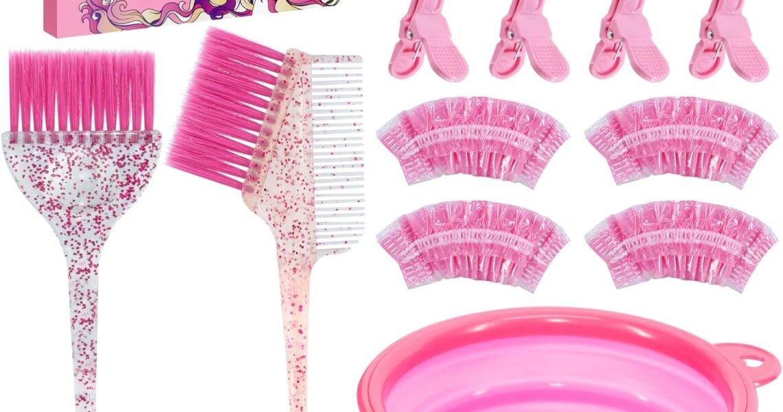 11pcs Hair Coloring Kit – Professional Salon Tools for DIY Mixing, Includes Clips, Bowl, Dye Brush, Earmuffs – Perfect for Bleaching and Dye, $5.99