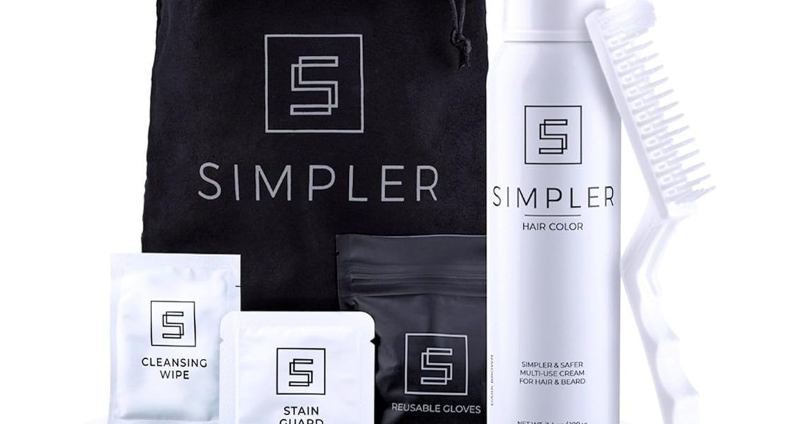Simpler Hair Color for Men Kit for Full Gray Coverage – Medium Brown Mens Hair Dye – Easy Hair or Beard Dye for 100% Gray Coverage – Ammonia Free Hair Color, Natural Beard Coloring for Men, $49.95