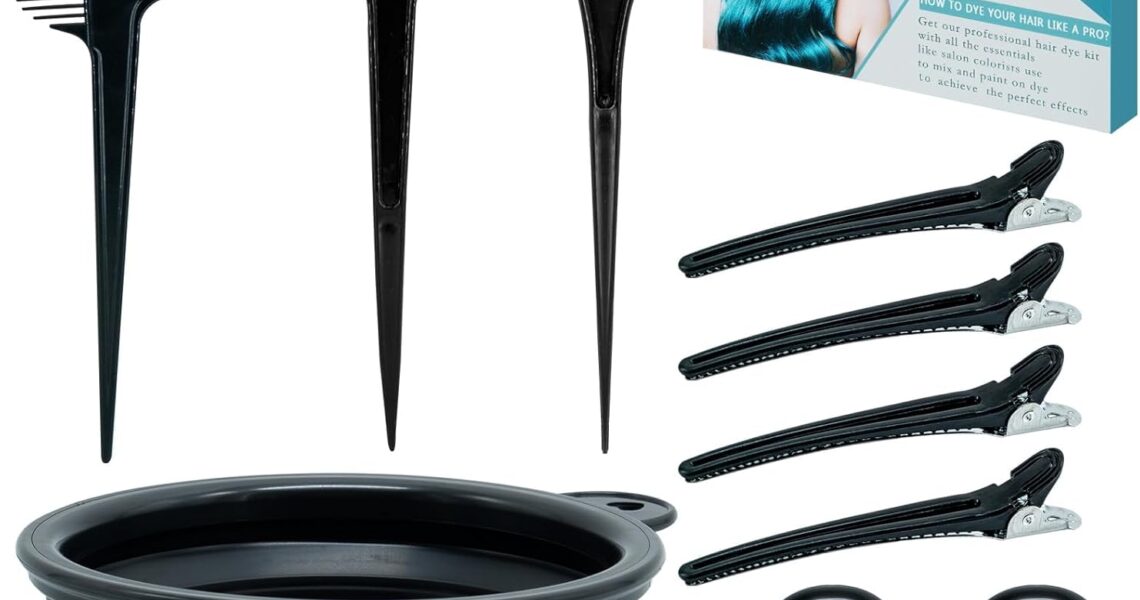 10 Pc Hair Bleach Kit – Hair Coloring Products With Dye Brush, Color Bowl, Earmuffs, Clip for Salon Bleaching & Highlighting, $5.99