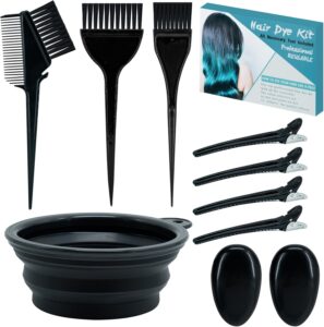10 Pc Hair Bleach Kit - Hair Coloring Products With Dye Brush, Color Bowl, Earmuffs, Clip for Salon Bleaching & Highlighting, $5.99