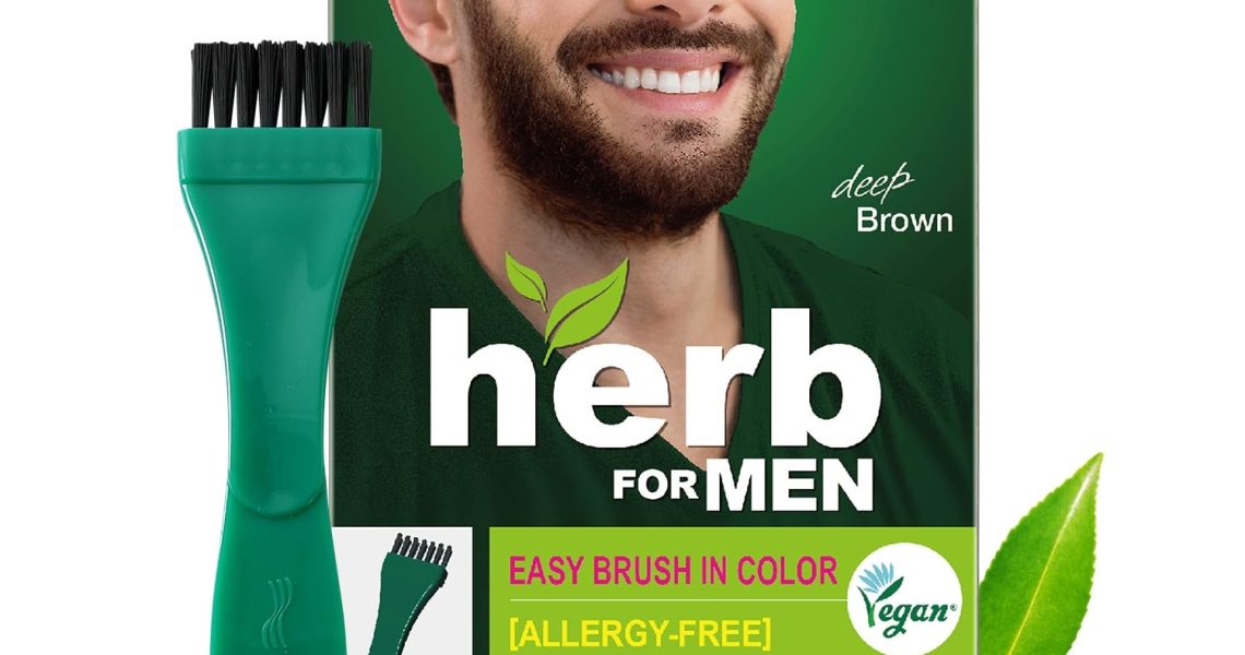Herb For Men Mustache & Beard Dye (Deep Brown, 1 Pack), PPD-Free Ammonia-Free, Vegan with Natural Ingredients, Odorless, Gentle for Sensitive Skin, No Skin Irritation, $15.99