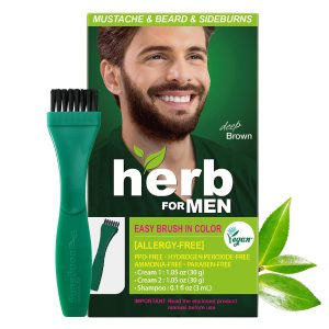 Herb For Men Mustache & Beard Dye (Deep Brown, 1 Pack), PPD-Free Ammonia-Free, Vegan with Natural Ingredients, Odorless, Gentle for Sensitive Skin, No Skin Irritation, $15.99