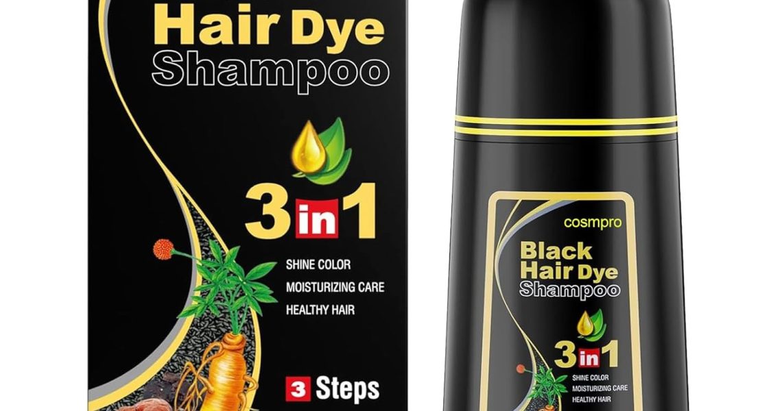 Black Hair Dye Shampoo 3 in 1 for Women/Men for Gray Coverage Instant Hair Color Shampoo Natural Herbal Semi Permanent Champu Para Cana, $22.99