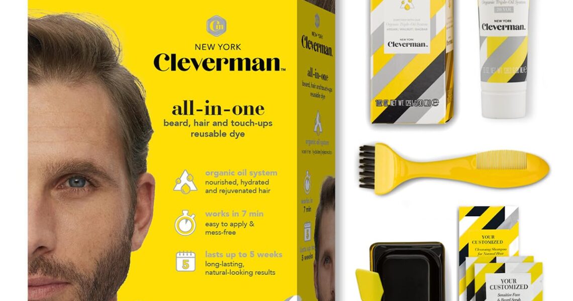 Cleverman Light Brown Hair & Beard Dye for Men, All-in-One Reusable Kit – Mens Color For Natural-Looking Gray Coverage, Professional-Quality and Ammonia-Free for Hair, Beard & Gray Mustache, $29.95