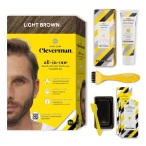Cleverman Light Brown Hair & Beard Dye for Men, All-in-One Reusable Kit - Mens Color For Natural-Looking Gray Coverage, Professional-Quality and Ammonia-Free for Hair, Beard & Gray Mustache, $29.95