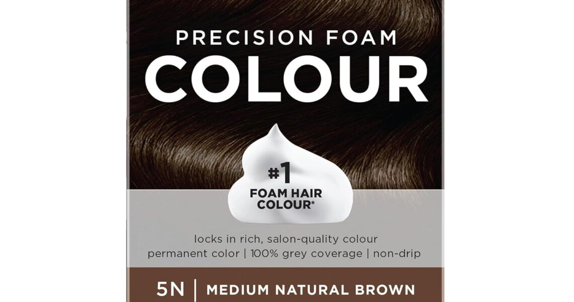 John Frieda Precision Foam Colour, Medium Natural Brown 5N, Full-coverage Hair Color Kit, Anti-Fade Gray Coverage, Deep Color Saturation Hair Dye, 1 Application, $12.99