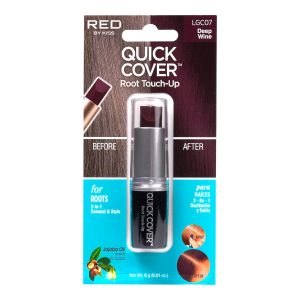 RED by Kiss Quick Cover Root Touch Up Stick Type Water-Resistant Temporary Gray Concealer Cover Up Brush for Hair and Beard (Deep Wine), $6.99