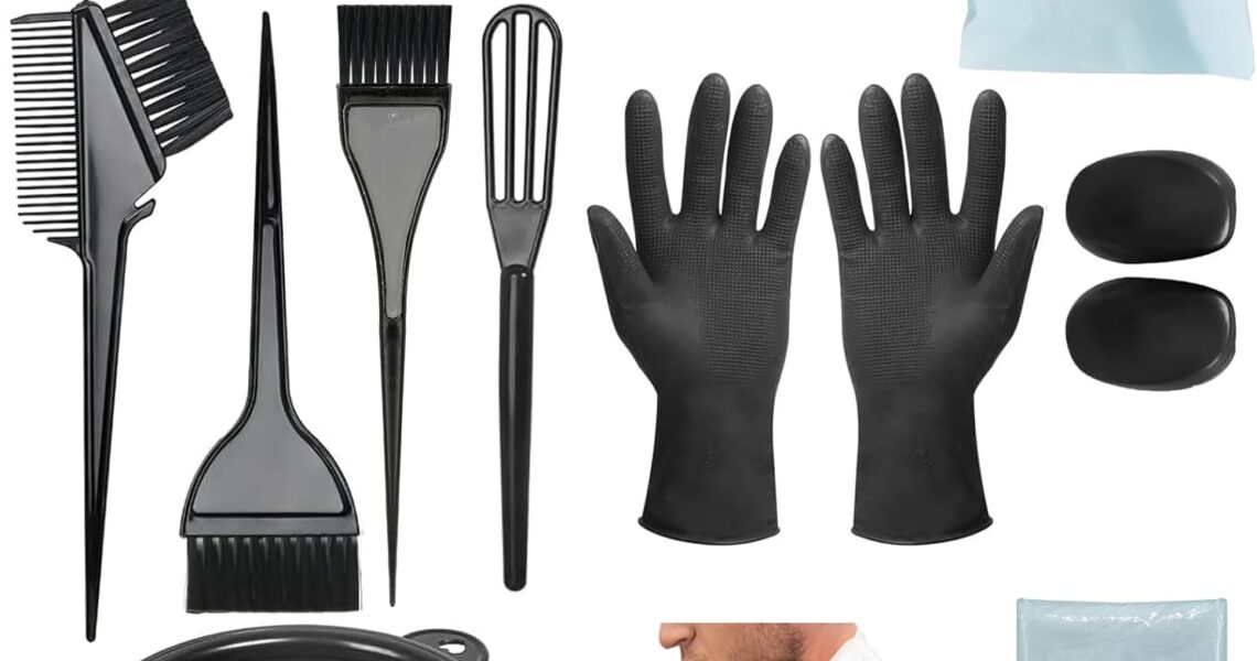 21Pcs Hair Dye Kit Professional Hair Coloring Products with Hair Dye Brush, Hair Color Bowl, Hair Clips, Applicator, Earcover for Salon Bleaching & Hair Coloring at Home, $7.99