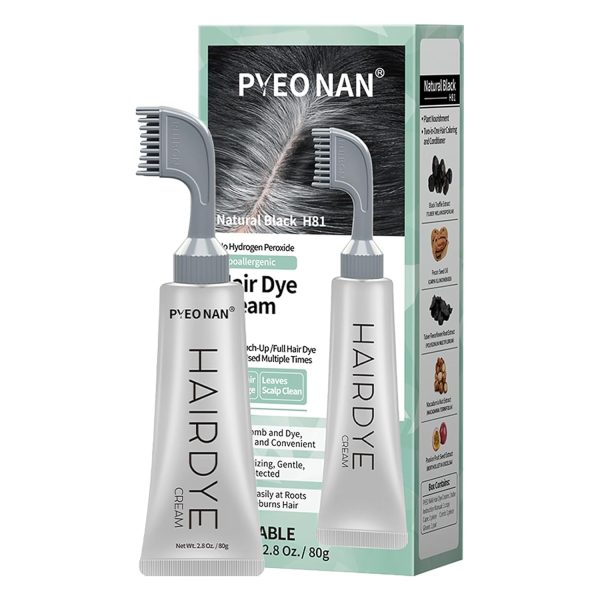 Hypoallergenic Hair Dye Cream,Natural Plant Extract Without Bleaching, Easy Comb to Cover Gray Coverage Ammonia Free All Hair Types 2.8Oz. /80g (Natural Black, 1 Count), $25.99