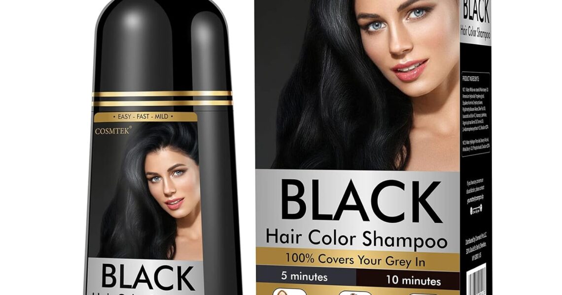 Black Dye Shampoo for Permanent Hair Color – Men&Women, Gray Coverage, Beard & Treated Hair, 3-In-1, 30 Days/500ml/Ammonia-Free/Natural Herbal, $25.99