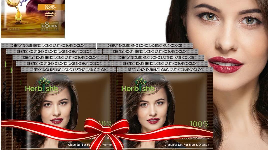 Herbishh Natural Hair Color Shampoo for Gray Hair – Argan Hair Mask, Travel Size, Long-Lasting Color, Ammonia-Free, 10 Pack + 1 Pack (Dark Brown), $22.99