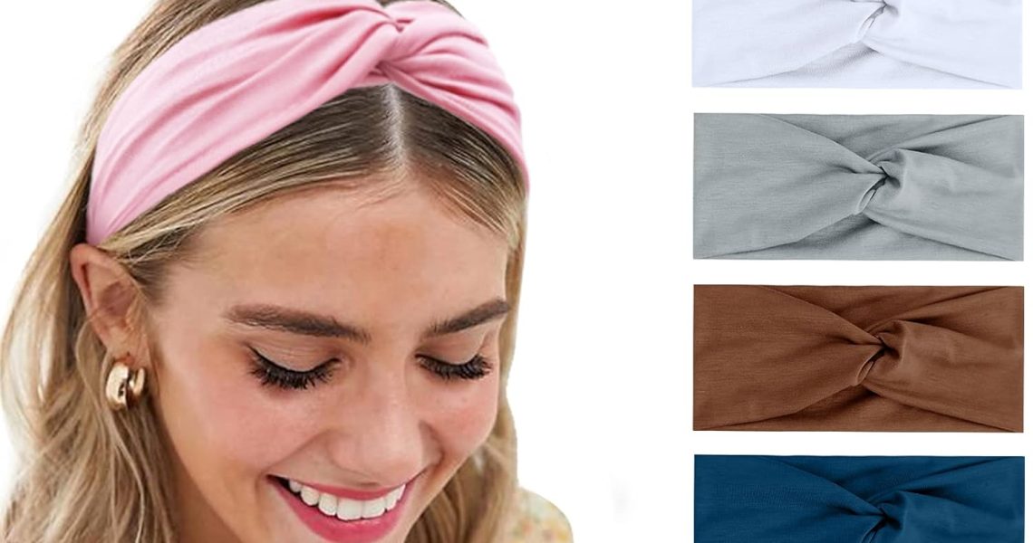 Turban Headbands for Women Boho Wide Women’s Headbands for Hair Non Slip Twist Head Bands Headwraps Short Hair Stretchy Thick Fashion Hair Accessories, Solid Color, $9.98