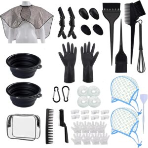 43 Pieces Pro Salon Hair Coloring Kit,Hair Dye Brush and Bowl Set,Highlighting Frosting Cap with Plastic Hooks,Dyeing Shawl,Ear Cover,Gloves,Clip for Dyeing Hair Hairdressing Tools, $17.99