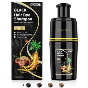 Black Hair Dye Shampoo 3 in 1, Hair Color Shampoo for Cover Grey Hair, Natural Hair Dye Shampoo with Herbal Ingredient for Men and Women (MEIDU Black), $7.99