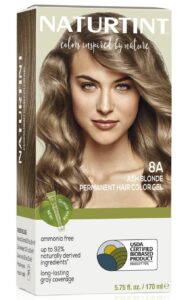 Naturtint 8A Ash Blonde Permanent Hair Color (Pack of 1), Ammonia Free, Vegan, Cruelty Free, up to 100% Gray Coverage, Long Lasting Results (Packaging may vary), $17.99